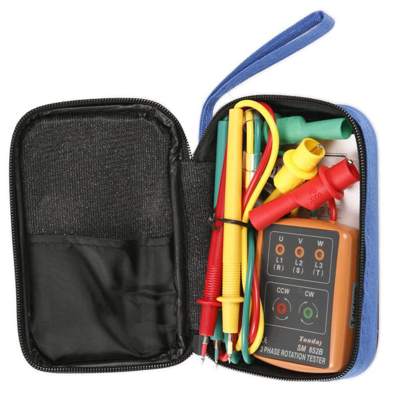 Phase Tester Rotary Field Meter AC60 V ~ 600 V, EIMZU Rotation Display Tester Detector Meter 3 Phase with Crocodile Clips and Buzzer Tester Shows