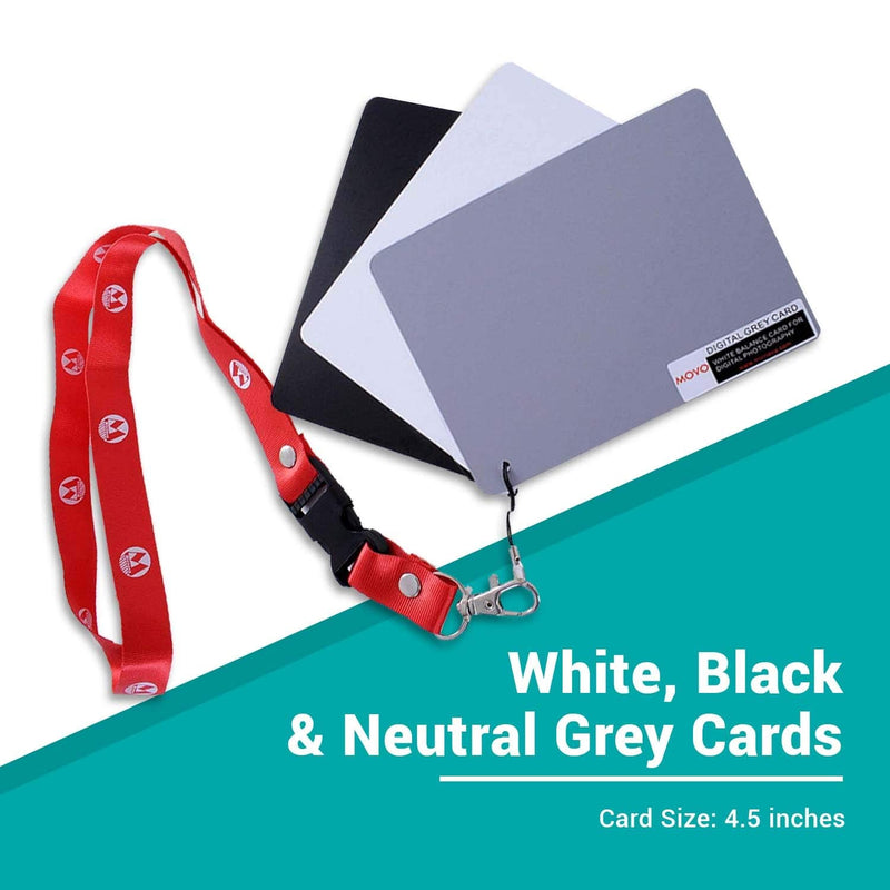 Movo Photo Color, White Balance Card Set for Digital Photography (Index card sized, 5 X 4)