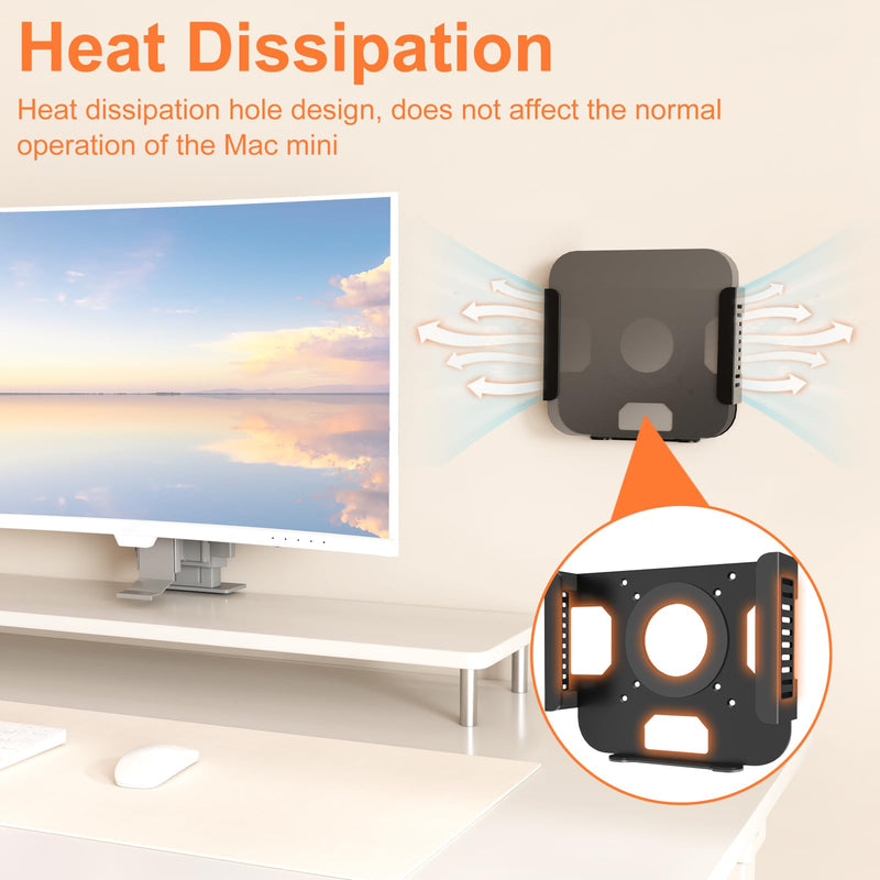 Mount for Mac Mini M1 M2 VESA Monitor/Wall/Under Desk Mount for Mid 2011 to 2023 M1 M2 Anti-Scratch Metal Bracket Compatible with Mac Mini CPU with Remote Holder Black