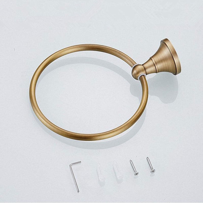 Leyden Towel Ring Antique Brass Hand Towel Holder Bathroom Accessories Brushed Shower Towel Hanger Round Wall Mounted Retro Brass