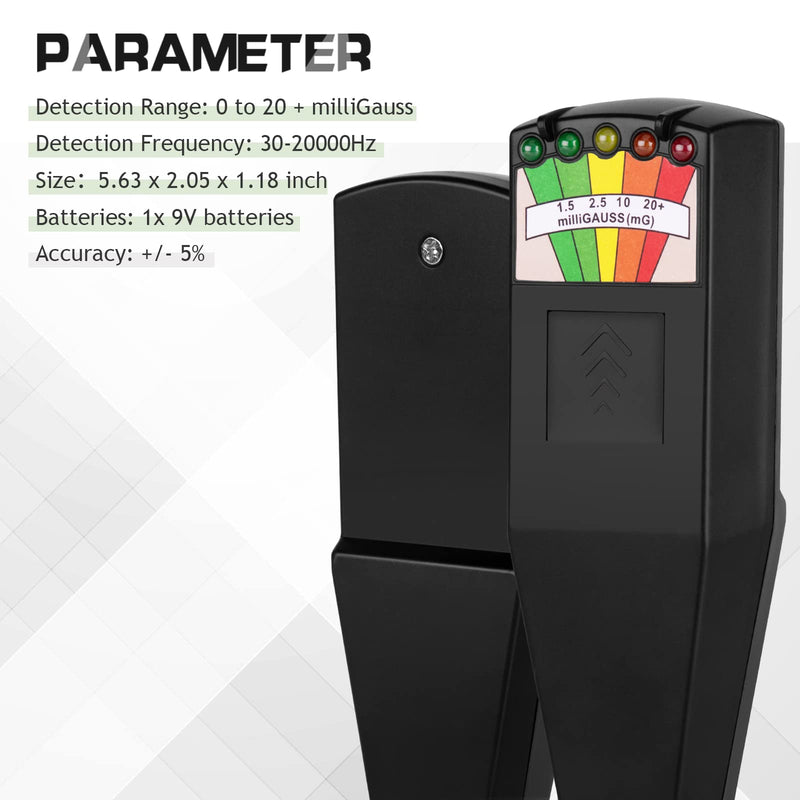 color tree Handheld LED EMF Meter Magnetic Field Ghost Hunting Detector Electromagnetic Paranormal Devices Tester 50Hz-20,000Hz Black