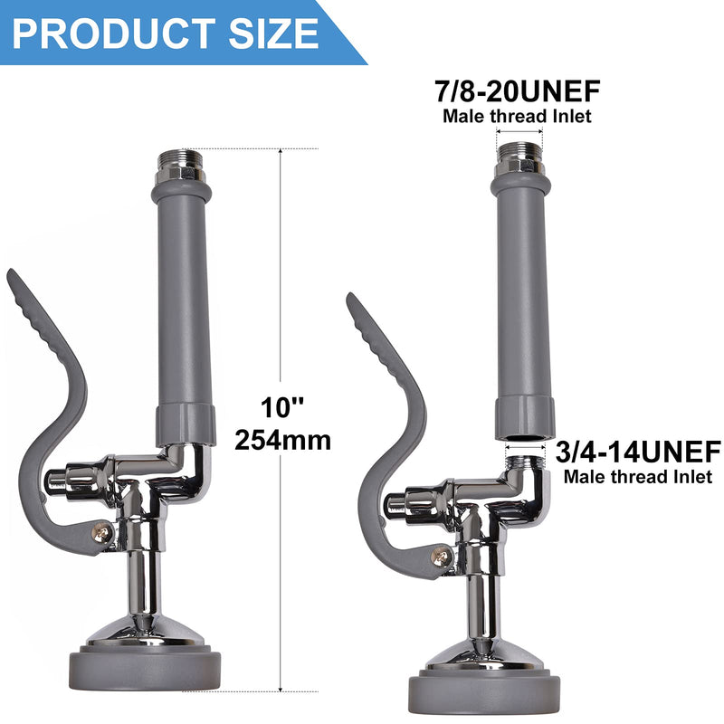 Commercial Sink Sprayer Pre Rinse Sprayer Replacement for Commercial Kitchen Faucet - 1.42 GPM High Pressure Dish Spray Pre Rinse Spray Valve with Handle Chrome Polished (Grey) Round Gray