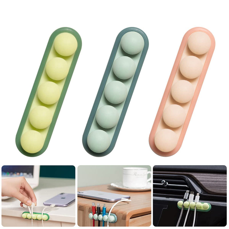 3 Pack Pea Cable Clips, USB Cable Organizer, Charging Cord Holder, Wire Management for Car Office Desk Workbench Bedroom Bedside Nightstand (3-Pack) 3-Pack