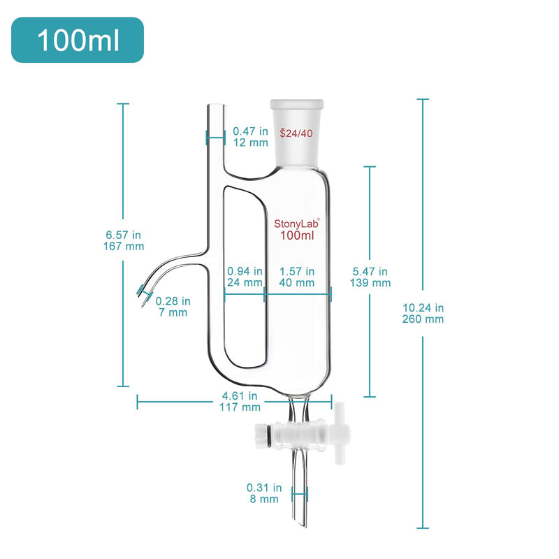 stonylab Water Oil Receiver Separator with 24/40 Lab Supply, 100 ml