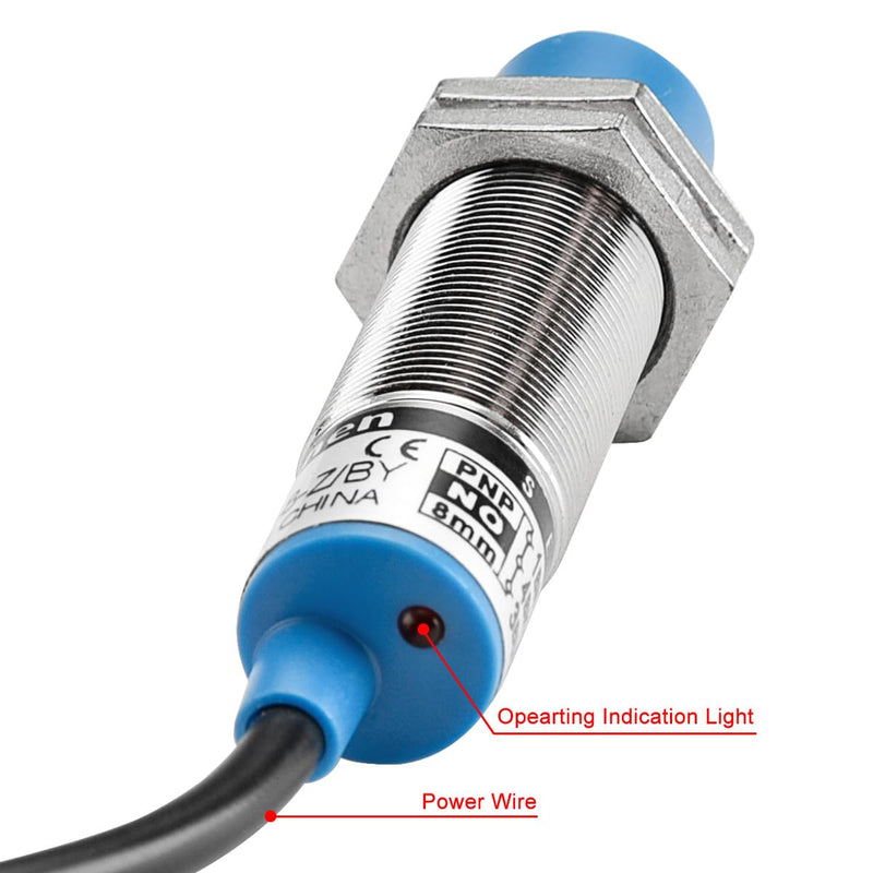 Heschen inductive proximity switches with sensor LJ18A3-8-Z/BY, detector 8mm, 10-30VDC, 200mA, PNP NO (normally open), 3 wire