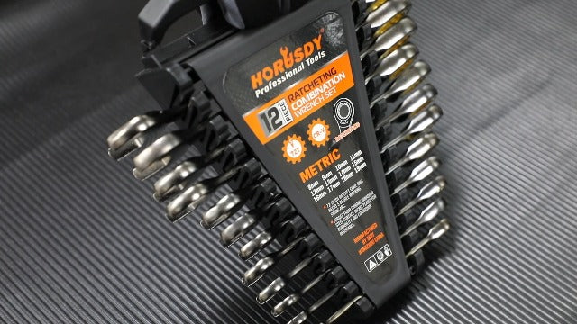HORUSDY 12-Piece Metric Ratcheting Wrench Set | 8-19 mm | Ratchet Combination Wrenches Set with Organizer | 72-Teeth | Chrome Vanadium Steel 12-Piece Metric Ratcheting - Basic
