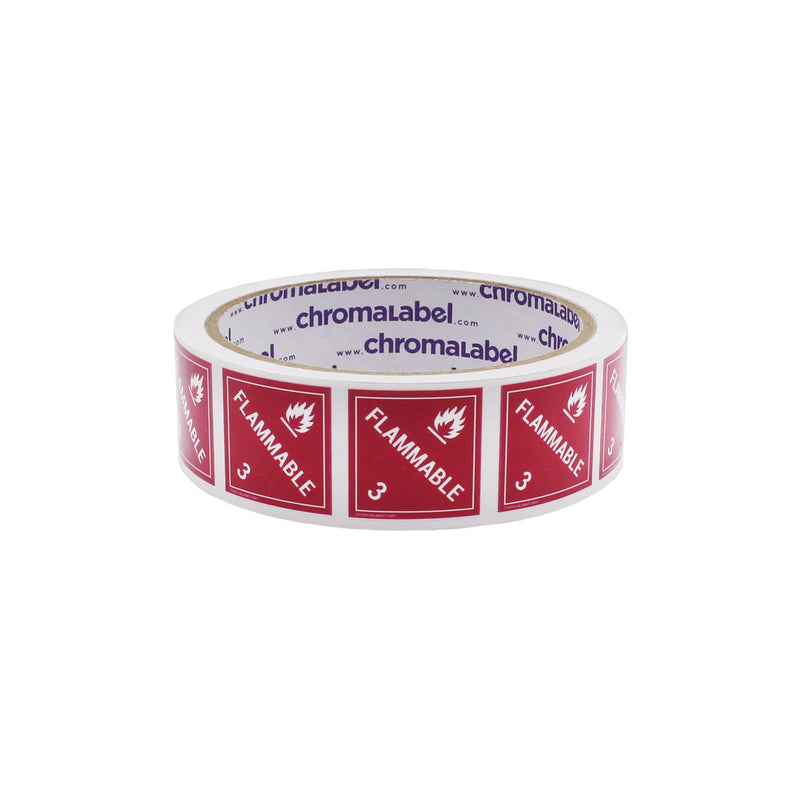 ChromaLabel 1 Inch Permanent Durable Square D.O.T. Hazard Labels, Class 3 Flammable, 250/Roll 1" x 1"