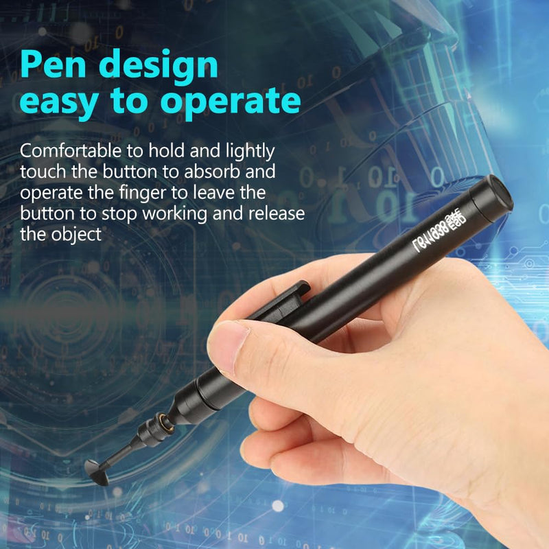 Vacuum Suction Pen, Manual Solder Sucker, Suction Pick Up Tool, Solder Pick Up Tools Set with 2 Tips and 6 Suction Cups for IC SMD SMT Precision Small Electronic Components