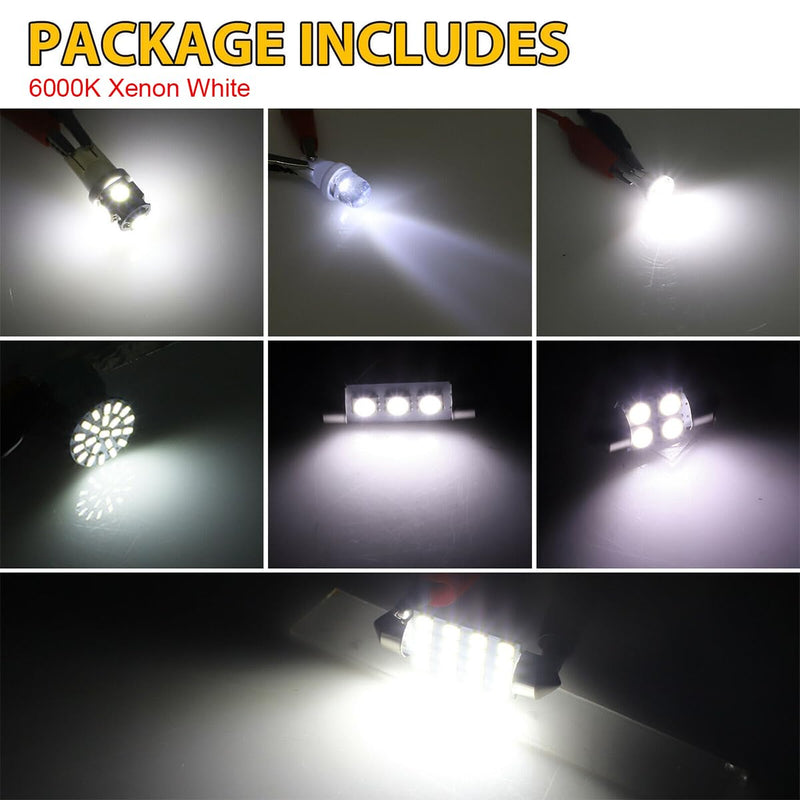 42 Pcs Car LED Lights Kit, Auto Interior Bulbs Set, 6000K 12V T10 For Accessory, Brake, License Plate, Map, Parking Lights