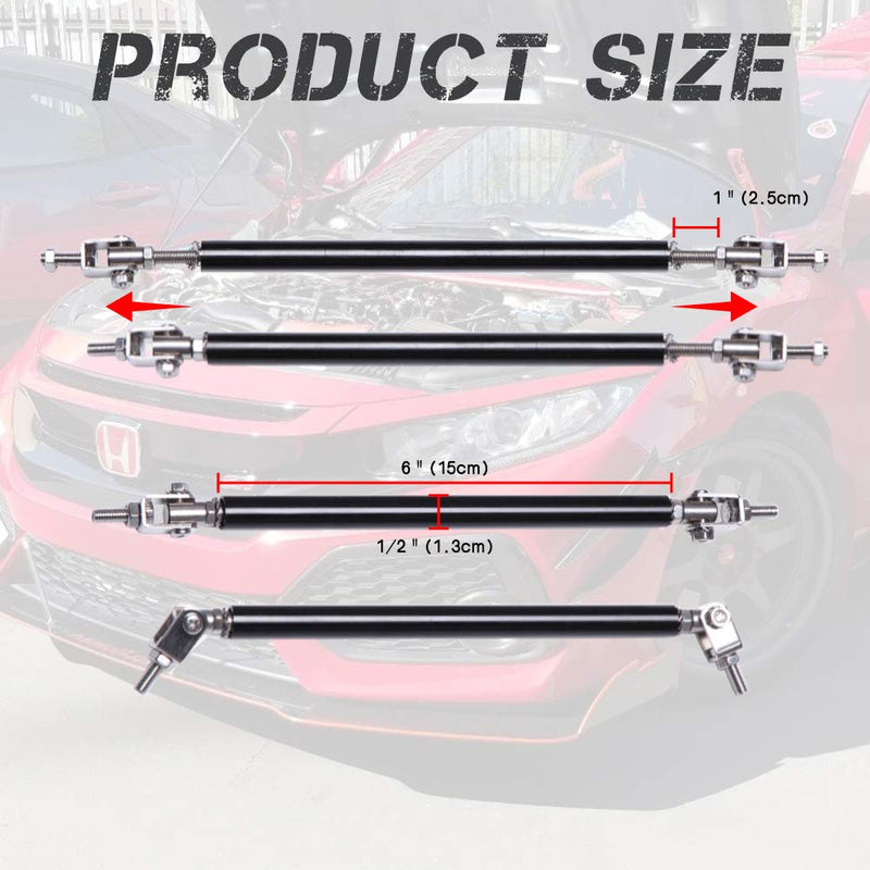 DREAMIZER 2× Universal Front Bumper Lip Support Splitter Rods Adjustable 8"-11" Strut Tie Bar Support Car Body Kit Support Rear Wing Strut Rod for Sports Car Street Car - Black adjustable 8"-11" Support Rod