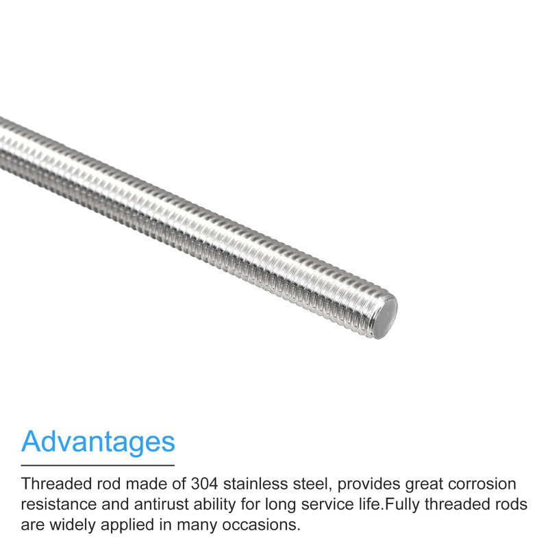 MECCANIXITY Fully Threaded Rod M8 x 450mm 1.25mm Thread Pitch 304 Stainless Steel Right Hand Threaded Rods Bar Studs 4 Pack