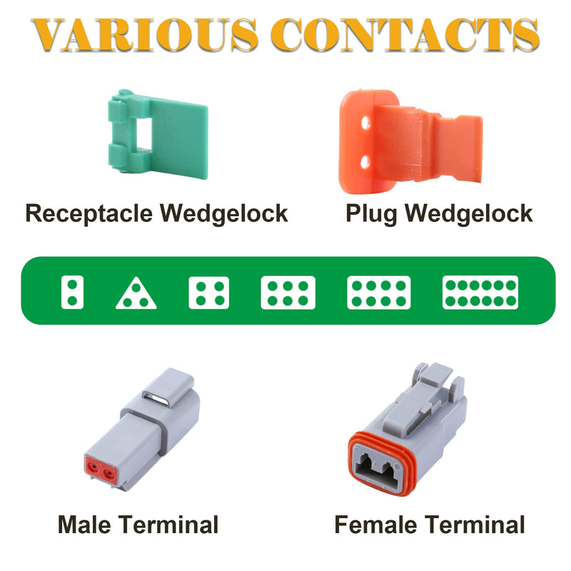 54 PCS Deutsch DT Grey 2 Pin Connectors 6 Sets, Waterproof Electrical Wire Connector with Stamped Contacts And Seal Plug for 2 Pin (6 Set) 6 set