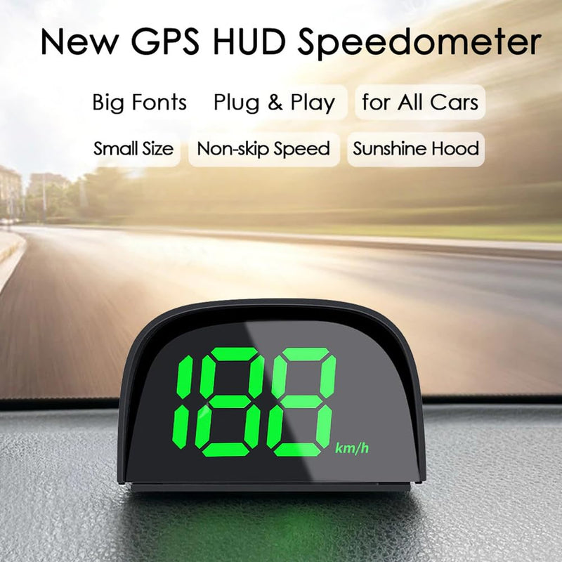 Shkalacar Car Digital GPS Speedometer Car HUD Heads Up Display with Speed, Mph/Kmh，USB Plug and Play for All Car miles White