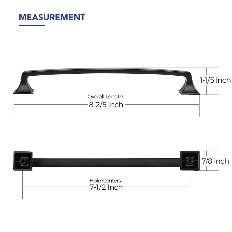 Ravinte Hardware 10 Pack Kitchen Cabinet Handles 7-1/2 Inch Hole Center Black Cabinet Pulls Solid Suqare Foot Drawer Pulls for Dresser and Drawers 7-1/2 Inch Hole Centers Matte Black