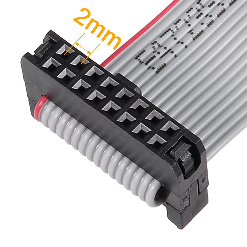 uxcell IDC 16 Pins Connector Flat Ribbon Cable Female Connector Length 30cm 2mm Pitch,5pcs