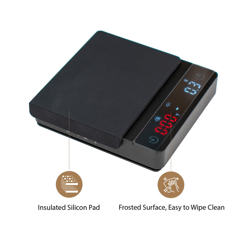 MiiCoffee Nano Pro Coffee Scale with Timer, Espresso Scale with Auto Tare, Aluminum Body, Touch Sensor and Silicone Cover (Black) Nano Pro (Black)