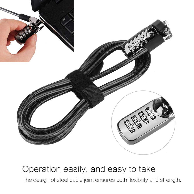 Dioche Laptop Combination Lock Security Cable, Theft Deterrent Keyless Lock with 4 Digit Password Protections for Laptop, Tablets - 1.8m Length