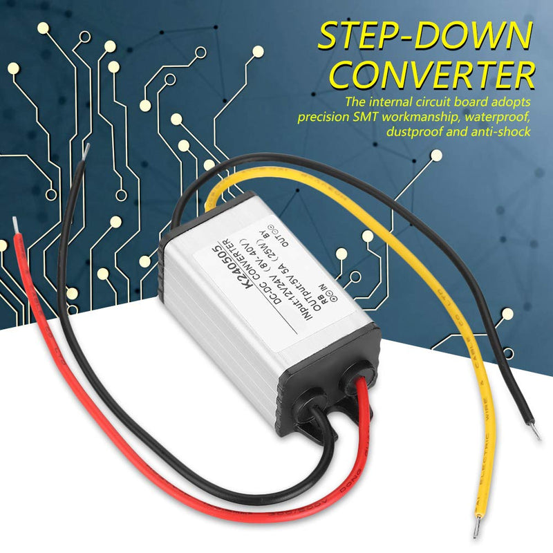 Jadeshay voltage converter, step-down converter DC-DC 12V / 24V to 5V 5A step-down converter step-down power supply module converter module voltage regulator for car LED screen, water pump #02