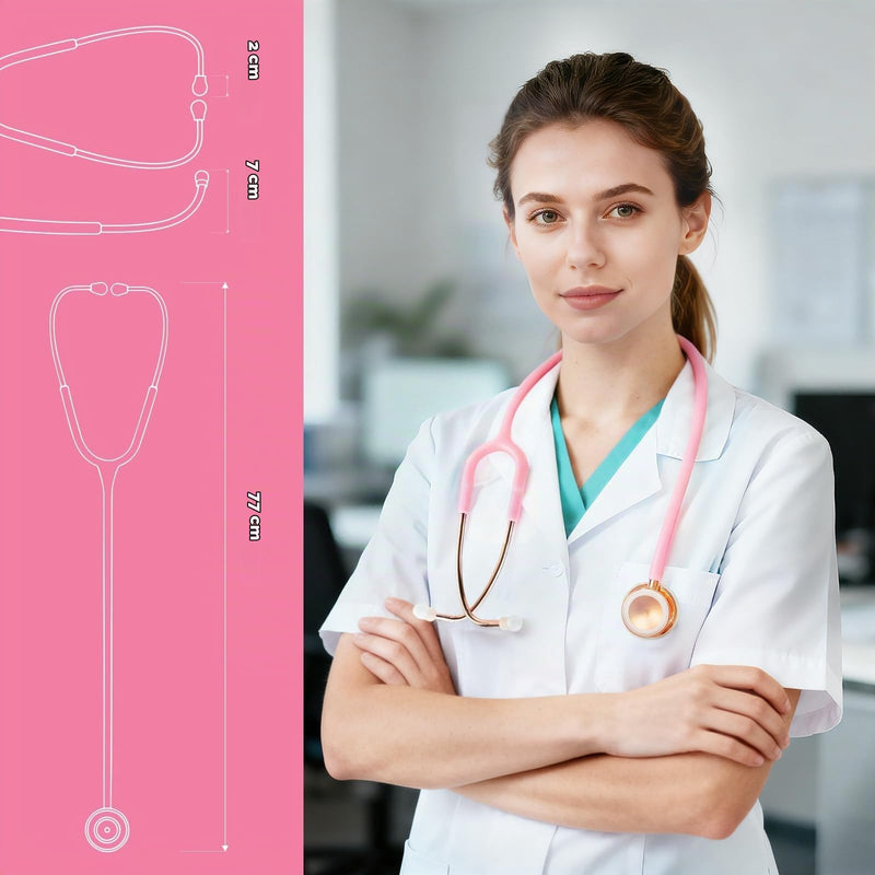 SCIAN Double Head Stethoscope for Doctors, Nurses, Students, Children and Adults, Classic Stainless Steel Lightweight Stethoscope with Accessories and Carry Bag (Pink) pink