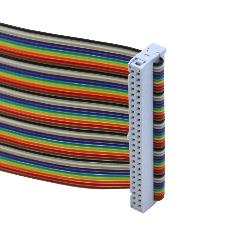 Antrader 2 Pieces 2.54mm Pitch 50 Pin 50 Way F/F Connector IDC Flat Rainbow Ribbon Cable 1ft 30cm 50P-30CM