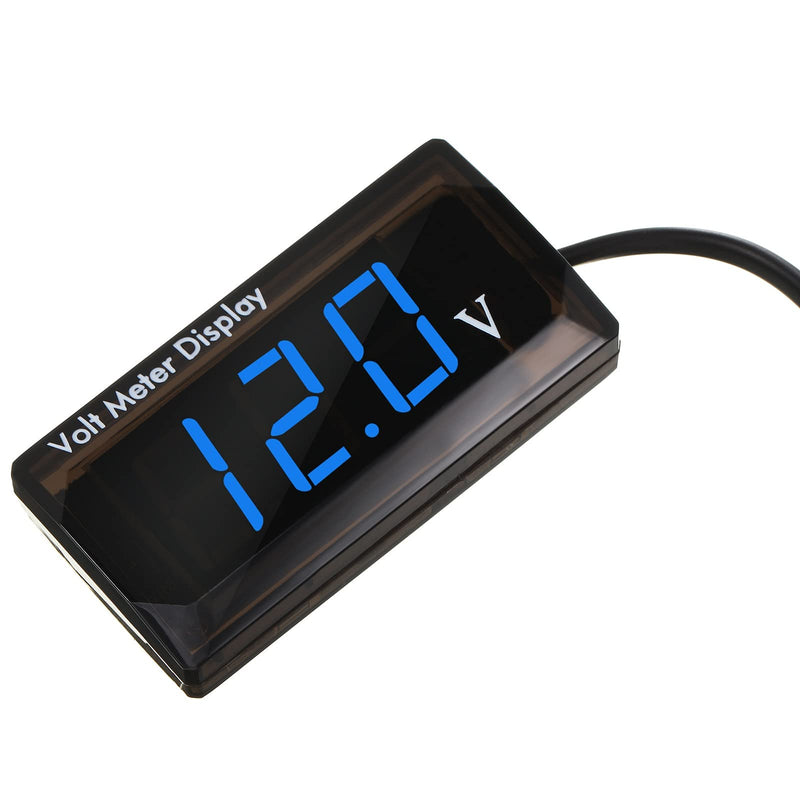 2 Pieces DC 4 to 28V Car Digital Voltmeter 12V Voltage Meter Car Audio Gauge LED Display 12V Meter Waterproof Voltage Gauge Meter for Car Motorcycle(Blue Light) Blue Light