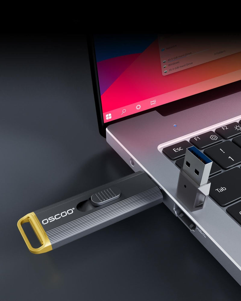 1TB Portable SSD, Up to 2100MB/s, USB 3.2 Gen 2 External Solid State Drive, Dual USB-C & USB-A Adapter, Retractable Design, Compatible with iPhone 15/16/17, Android, Mac & Windows 1TB