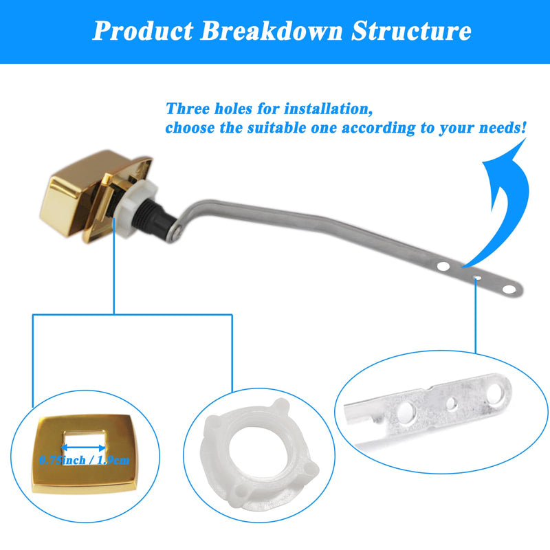 Toilet Flush Handle Replacement, Side Mount Toilet Tank Lever Compatible with Kohler 85114-CP Trip Lever Kit, Polished Golden 6.5inch Trip Lever