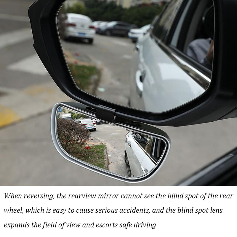 Mandark 2PCS Car Blind Spot Mirror, Rectangle HD Glass Convex Vehicle Rearview Mirror, Wide Angle Adjustible Auto Exterior Blindspot Side View Mirror, Universal for SUV, Sedan, Truck (Silver) Silver