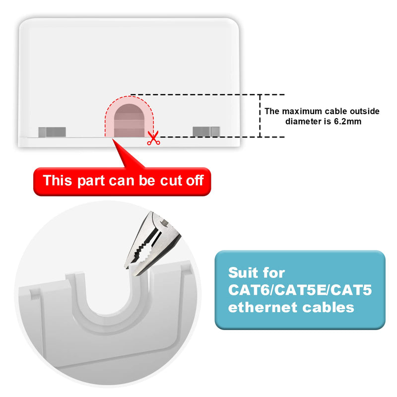 VCELINK Keystone Jack Surface Mount Box 1-Port for UTP Cat6/Cat5e/Cat5 RJ45 Keystone Jacks, 25-Pack, White 1-Port Box 25 Pack