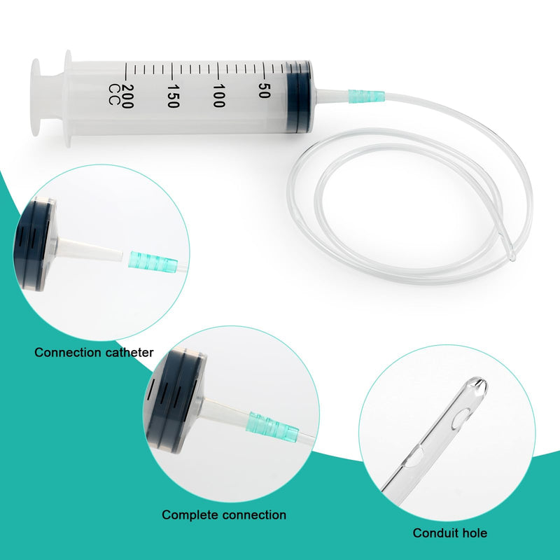 Large Syringe 200ml/250ml Plastic Syringe Reusable Liquid Syringe with Tube for Liquids, Glue Applicators, Experiments, Pet Feeding, Hydroponics, Science Use（200ml）