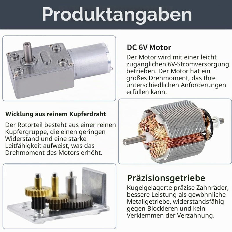 Gear Motor, Micro DC 6V Worm Gear Motor with Torque, Speed Reduction Motor 5/10/20/25/30/40/50/100/150RPM DC Reduction Motor (30RPM) 30RPM