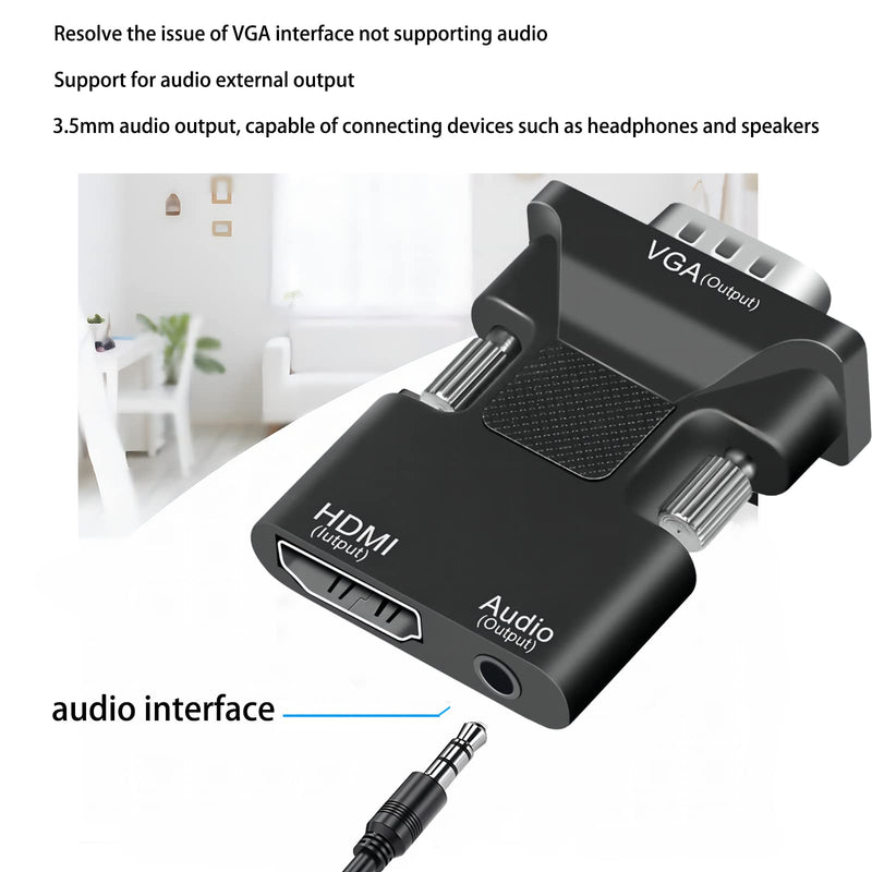 FDG HDMI to VGA Adapter Converter,hdmi vga Adapter Suitable for laptops, Old Computers, Monitors, projectors.hdmi to 3.5mmaudio Adapter,hdmi-to-vga adapters