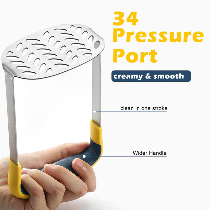 Large Smooth Mash Potato Masher,Heavy Duty Stainless Steel Mashed Potatoes,Versatile Masher for Potatoes,Sweet potato,Vegetables,Beans,Dishwasher Safe