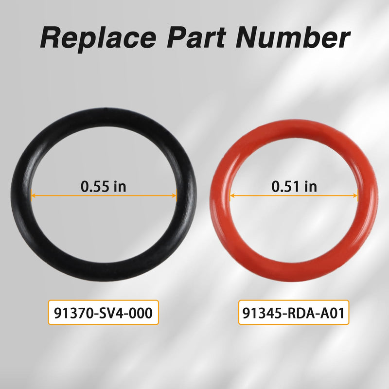 2PCS Power Steering Pump Rubber Inlet & Outlet O-Ring Seals Compatible with Honda Civic CR-V Element Replace # 91370-SV4-000 91345-RDA-A01