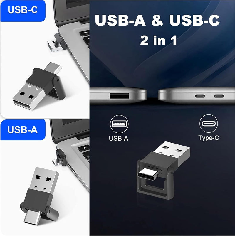 Rechargeable Presentation Clicker, 2 in 1 USB-A USB-C Metal Wireless Remote Powerpoint Slide Clicker with Volume Control for PPT/Mac/Laptop/Computer, Google Slide Advancer Bright Red Light