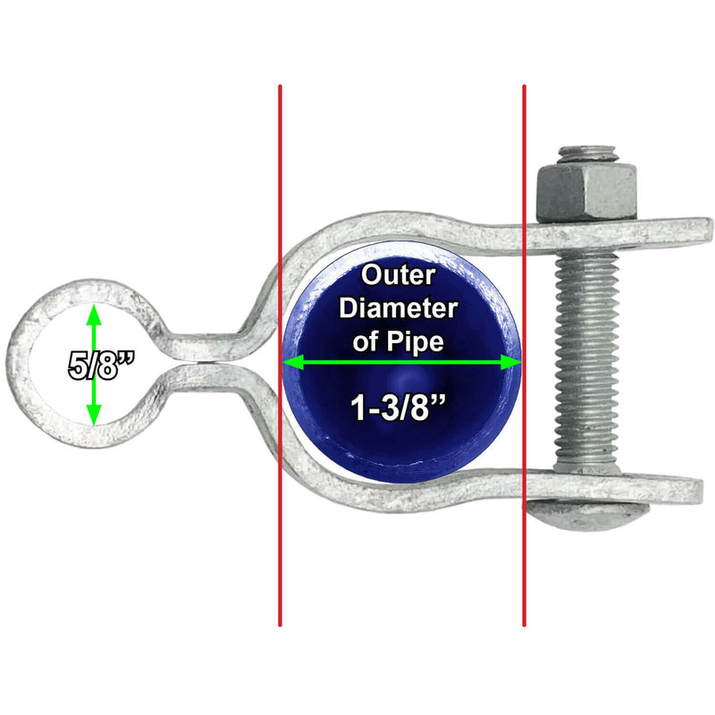 1-3/8" Chain Link Fence Gate Frame Hinge - Use for 1-3/8" Outside Diameter Post/Pipe - Galvanized Chain Link Post Gate Frame Hinge - Nut/Bolt Included for Hinge (2 Pak) 1-3/8" - 2 Pack
