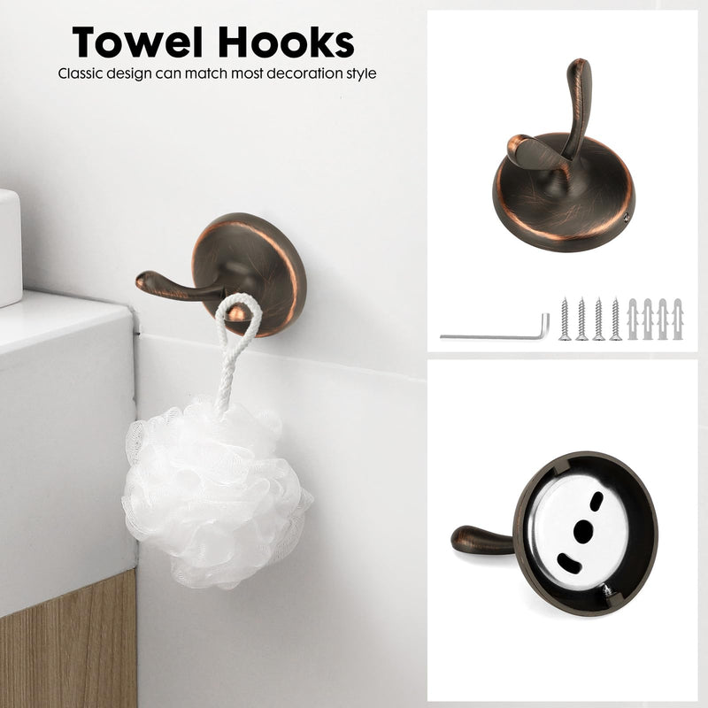 4 Piece Antique Bathroom Hardware Accessories Set Oil Rubbed Bronze,24 Inch Towel Bar Set,Towel Rack for Bathroom,Bathroom Towel Holder Bronze Oil Rubbed Brushed Bronze