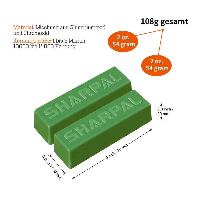 SHARPAL Polishing Paste Fine Green Buffing Compound, Leather Strop Sharpening Highly Viscous Connections