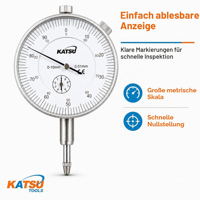 Katsu Dial Gauge Gauge 0-10mm 0.01mm Accuracy Metric Gauge Gauge High Precision Instrument Tool 401120