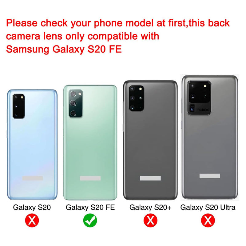 2 Set Back Rear Camera Lens Glass Replacement for Samsung Galaxy S20 FE 6.5 inches with pre-installed adhesive and Reparing Toolkit