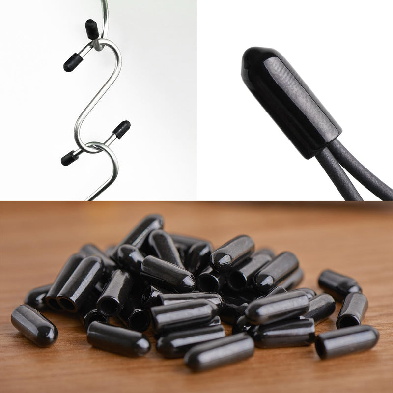 QUARKZMAN Pack of 20 30 mm Length Shrink End Caps 10 mm ID, 1.5:1 Ratio Rubber End Caps Black Heat Resistant Heat Shrink Tube Caps for Cable Rope 10mm ID x 30mm L