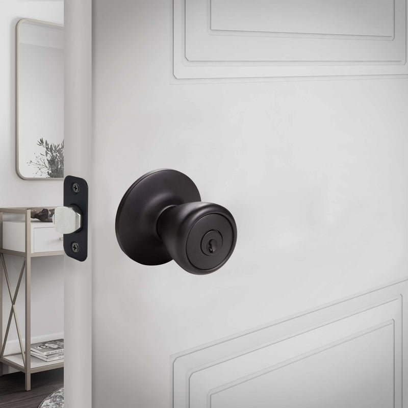 Design House 779272 Tulip Keyed Entry Door Knob Matte Black Keyed Entry Lock