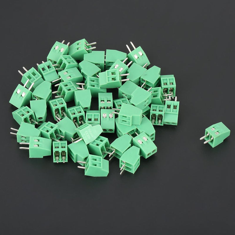 PCB Mount Screw Terminal Block 50pcs/set 2 Pin Pitch 2.54mm Green PCB Universal Screw Terminal Block Connector Assortment Kit