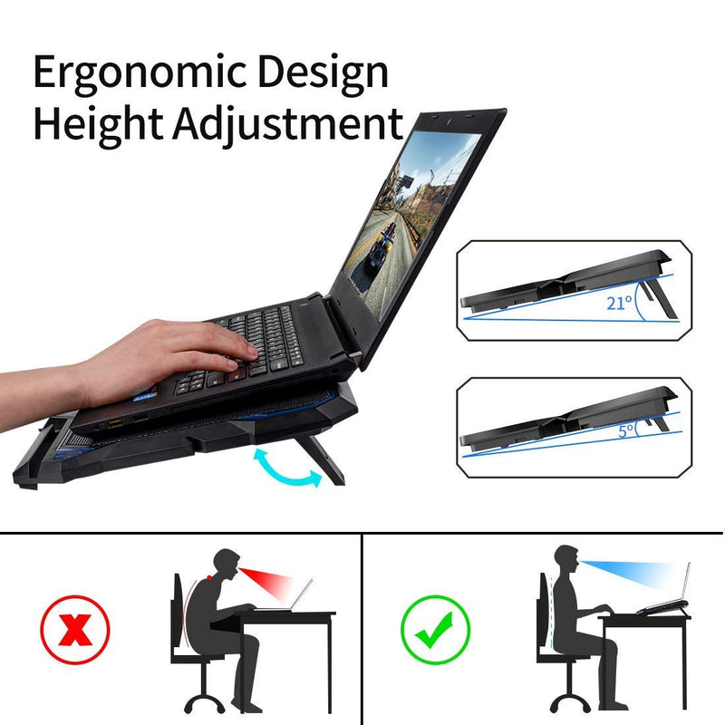LIANGSTAR Laptop Cooling Pad with 6 Quiet Led Fans for Gaming Working with Phone Holder