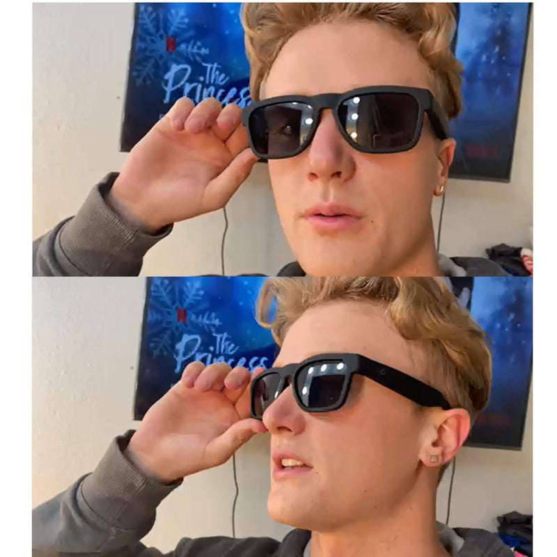 OhO Smart Glasses,Polarized Sunglasses with Bluetooth Speaker,Athletic/Outdoor UV Protection and Voice Control,Unisex(Grey Lens) Black Frame-black Lens(a8 Style)
