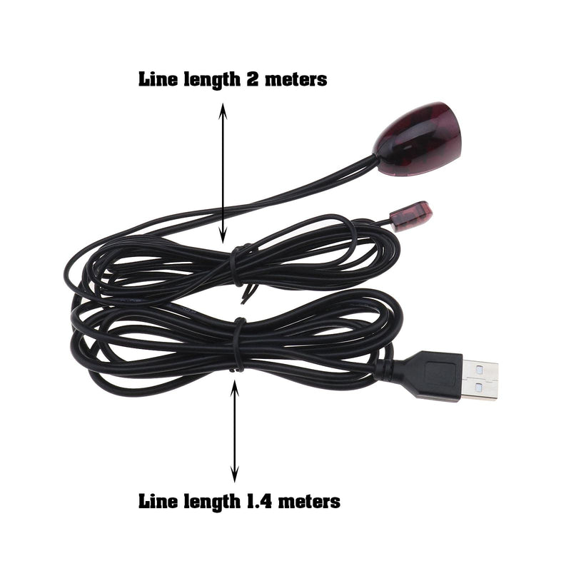 2PCS IR Infrared Remote Control Extender Repeater Cable IR Signal Receiver & IR Emitter Blaster Extension Cable 20-60KHZ for Set-Top Box