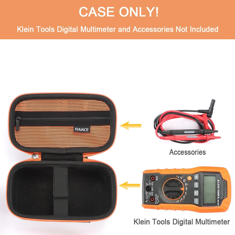 RAIACE Hard Travel Storage Case Compatible with Klein Tools Digital Multimeter, 600V MM400 / MM300. (case only) - Black