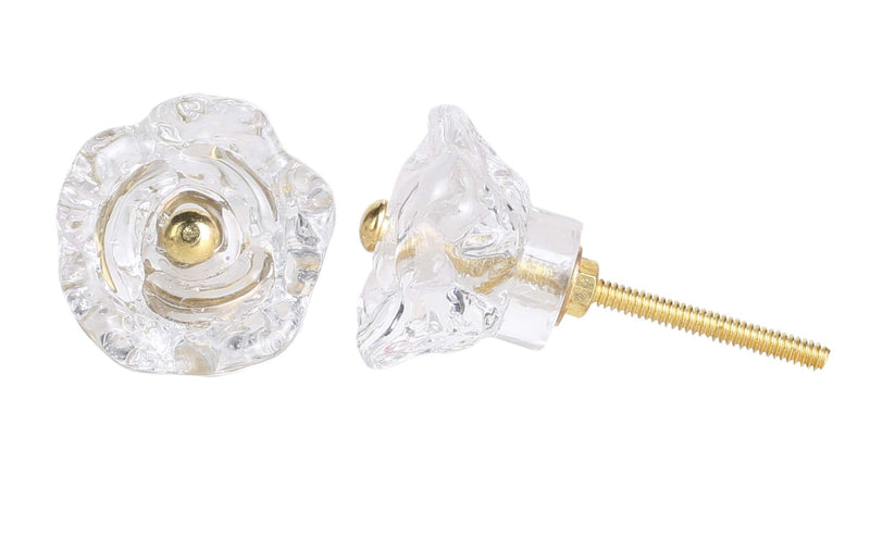 Perilla Home Set of 6 Crystal Knobs for Cabinet & Drawers Decorative Flower Knobs for Home Kitchen Cabinet Hardware Cupboard Glass Door Dresser Wardrobe and Drawer Pulls (Daisy White) Daisy White Round