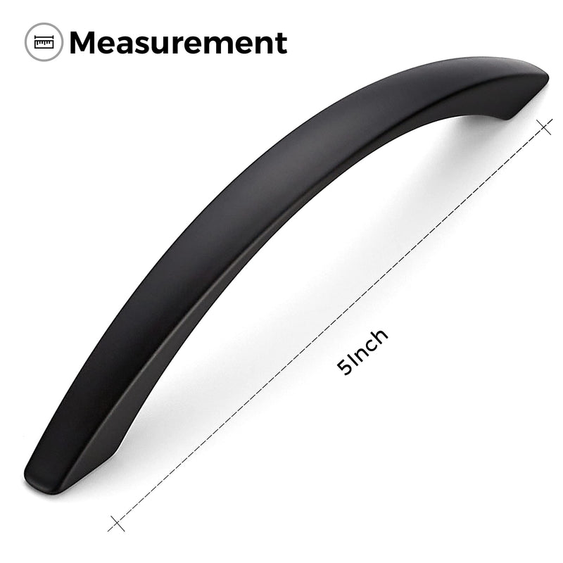 Ravinte 10 Pack Cabinet Pulls 5 Inch Matte Black Curved Drawer Pulls for Kitchen Cupboard Arch Pulls for Dresser Drawer Cabinet Hardware Come with Screwdriver 5 In Hole Center