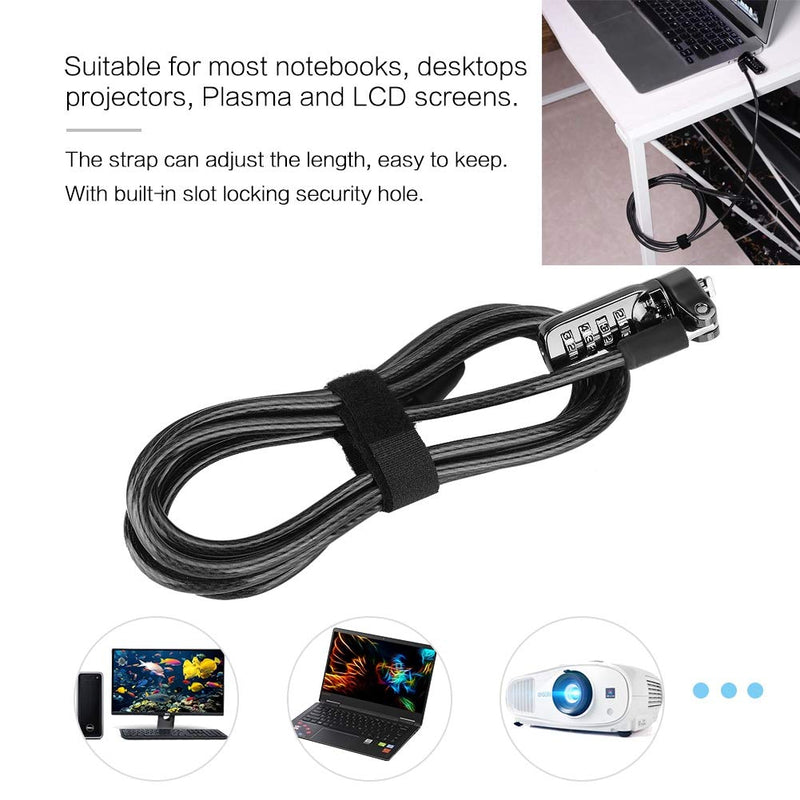 Dioche Laptop Combination Lock Security Cable, Theft Deterrent Keyless Lock with 4 Digit Password Protections for Laptop, Tablets - 1.8m Length